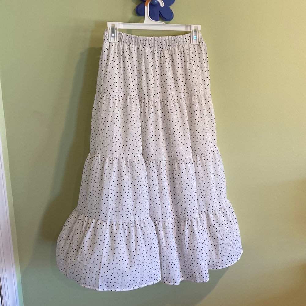midi skirt from asos white with black spots
